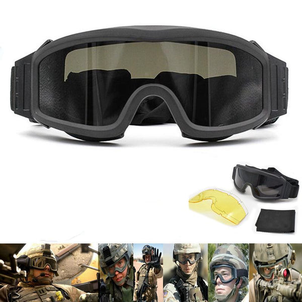 Tactical Goggles Military Shooting Glasses GX1000 Black 3 Lens Motorcycle Windproof Wargame Sunglasses