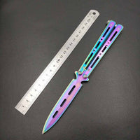 Dropship 440C Steel Training folding Knife butterfly in knife titanium practice tool no edge dull training knife kit accessories