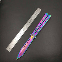 Dropship 440C Steel Training folding Knife butterfly in knife titanium practice tool no edge dull training knife kit accessories