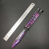 Dropship 440C Steel Training folding Knife butterfly in knife titanium practice tool no edge dull training knife kit accessories