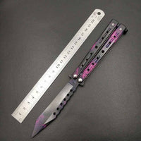 Dropship 440C Steel Training folding Knife butterfly in knife titanium practice tool no edge dull training knife kit accessories