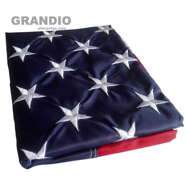 Outdoor USA Flag US 3x5 Feet Waterproof Nylon Embroidered Stars Sewn Stripes Brass Grommets American Flags and Banners