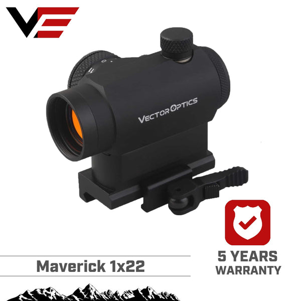 Vector Optics Maverick AR15 M4 1x22 Tactical Red Dot Scope Sight with 20mm Quick Release High Riser Picatinny Mount Base