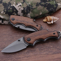 Gray Color 5CR15MOV Blade Knives Keychain Mini Pocket Folding Hunting Knife Tactical Survival Knives Wood Handle Hand Tools