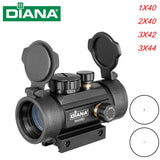 DIANA 1X40 2X40 3X42 3X44RD Tactical Hunting Red Green Dot Sight Scope Optics Riflescope Fit 11/20mm Rail Collimator Sight