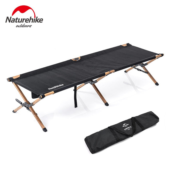 Naturehike 2019 Camping Mat Cot Bed Aluminum Bracket Wood Grain Portable Folding Bed Outdoor Single Travel Office Rest Bed