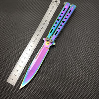 Dropship 440C Steel Training folding Knife butterfly in knife titanium practice tool no edge dull training knife kit accessories