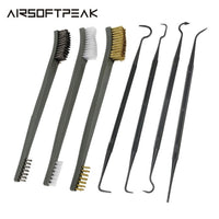 7pcs/Set 3pcs Wire Brush Cleaning Kit Gun 4pcs Nylon Pick Set Universal Hunting Accessory Cleaning Tactical Rifle Cleaning Tools