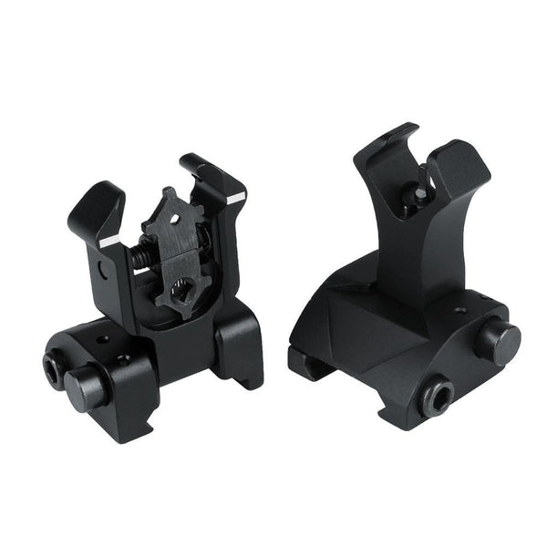 AR15 Folding Flip up Front Rear Sight Iron Sight Set Dual Diamond Shape BUIS for 20mm Rail Handguard Mount