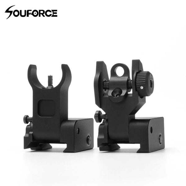 USA 1pair Flip up Front Rear Iron Sight Set Dual Half Moon Shape BUIS Sights fit 20mm Mount of Hunting Gun Accessory