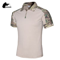 Military Mens Camouflage Short Sleeve Polo Casual Tactical Shirt Mens S-2XL BY416