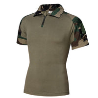 Military Mens Camouflage Short Sleeve Polo Casual Tactical Shirt Mens S-2XL BY416