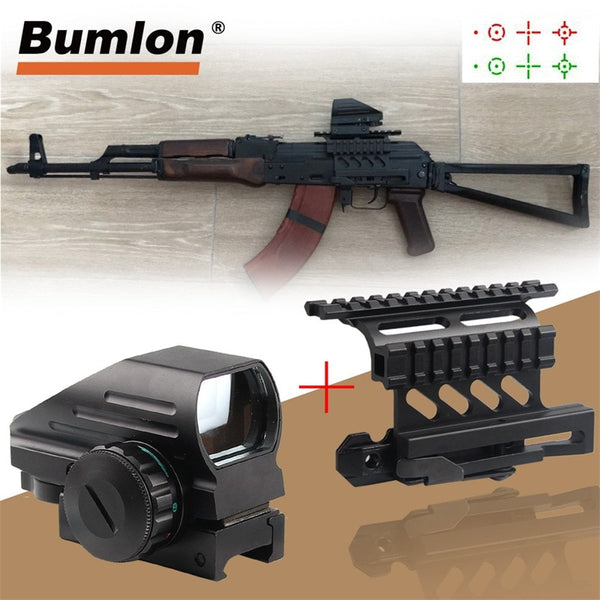 Holographic Red and Green Dot Sight Tactical Reflex 3 Different Reticles +Tactical AK Side Scope Mount Quick QD 20mm 5-0032