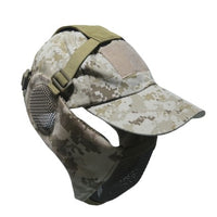 Camouflage Tactical Mesh Mask With Ear Protection With Cap